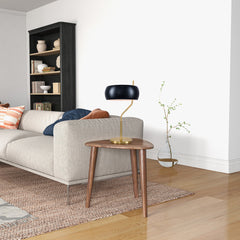 Flux Table Lamp - Gold Color Metal Base - Black Outer Shade