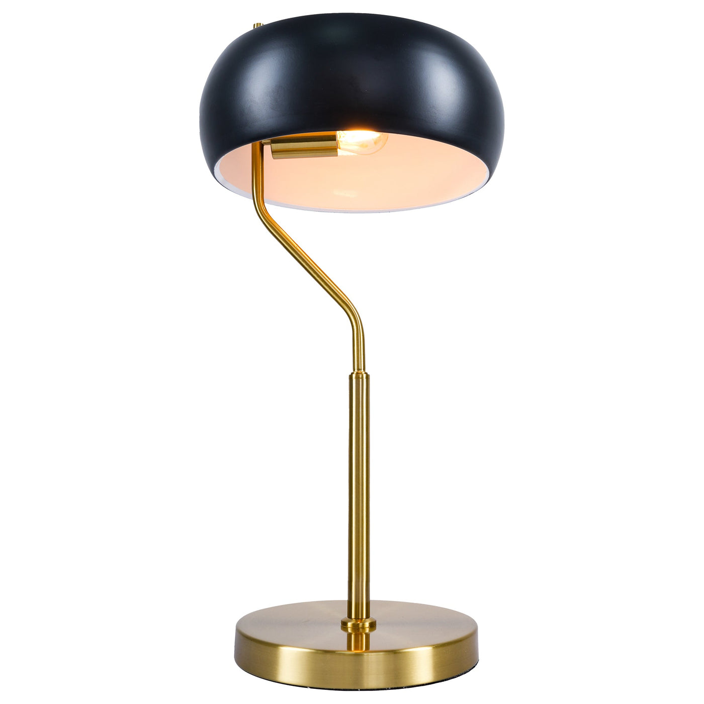 Flux Table Lamp - Gold Color Metal Base - Black Outer Shade