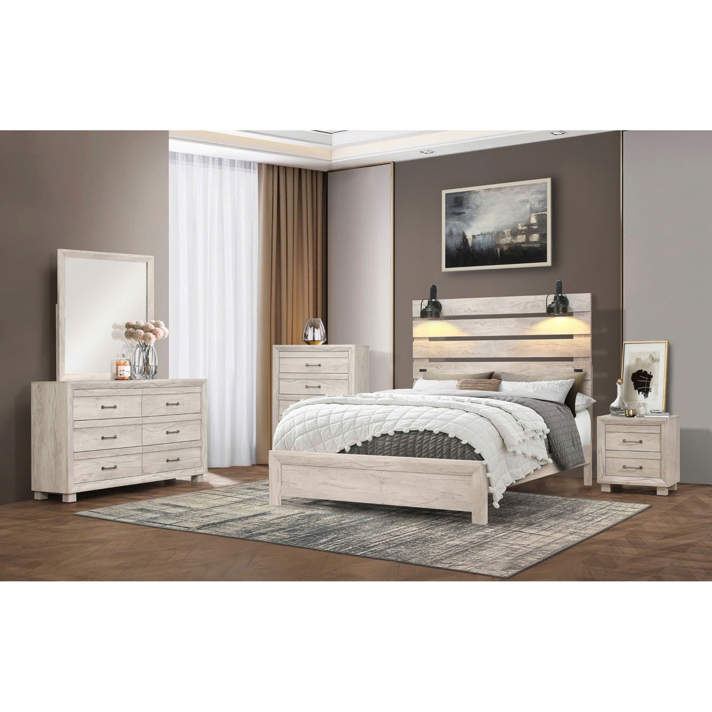 Fort Worth 2-Drawer Nightstand with USB in White