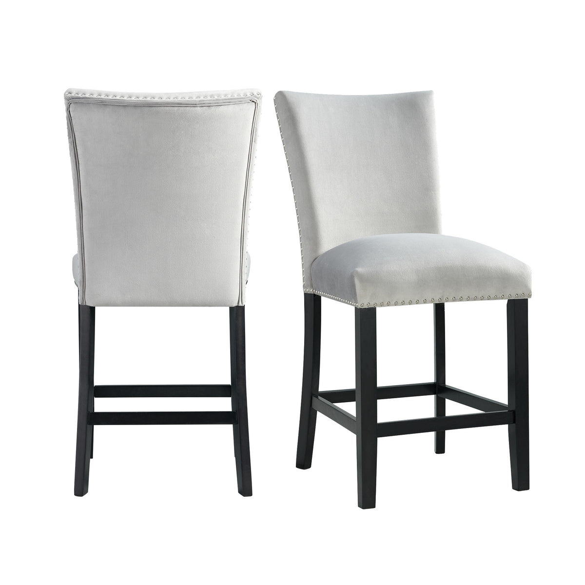 Francesca Counter Dining Gray Counter Velvet Side Chair (2 Per Pack)