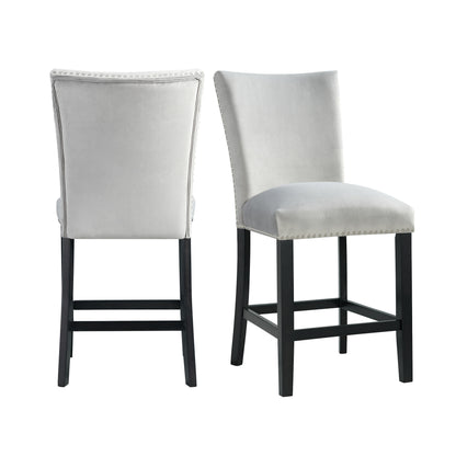 Francesca Counter Dining Gray Counter Velvet Side Chair (2 Per Pack)