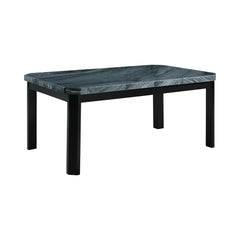 Francesca Grey Marble Rectangular 5Pc Dining Set-Table & Four Black Pu Chairs