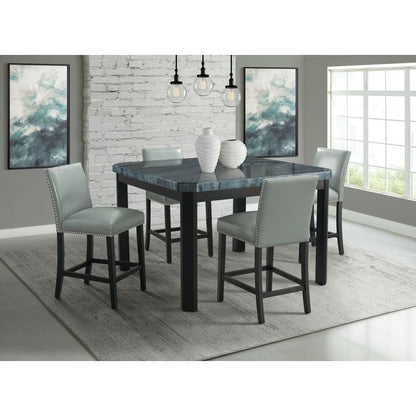 Francesca Grey Marble Square 5PC Counter Height Dining Set-Table & Four Grey PU Chairs