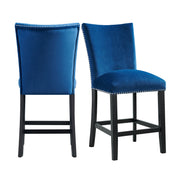 Francesca Grey Marble Square 5PC Counter Height Dining Set-Table & Four Blue Velvet Chairs
