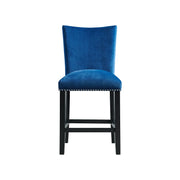 Francesca Grey Marble Square 5PC Counter Height Dining Set-Table & Four Blue Velvet Chairs