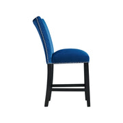 Francesca Grey Marble Square 5PC Counter Height Dining Set-Table & Four Blue Velvet Chairs