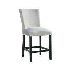 Francesca Grey Marble Square 5PC Counter Height Dining Set-Table & Four Grey Velvet Chairs
