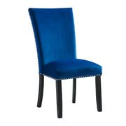 Francesca Grey Marble Rectangular 5PC Dining Set-Table & Four Blue Velvet Chairs