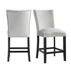 Francesca Grey Marble Square 5PC Counter Height Dining Set-Table & Four Grey Velvet Chairs