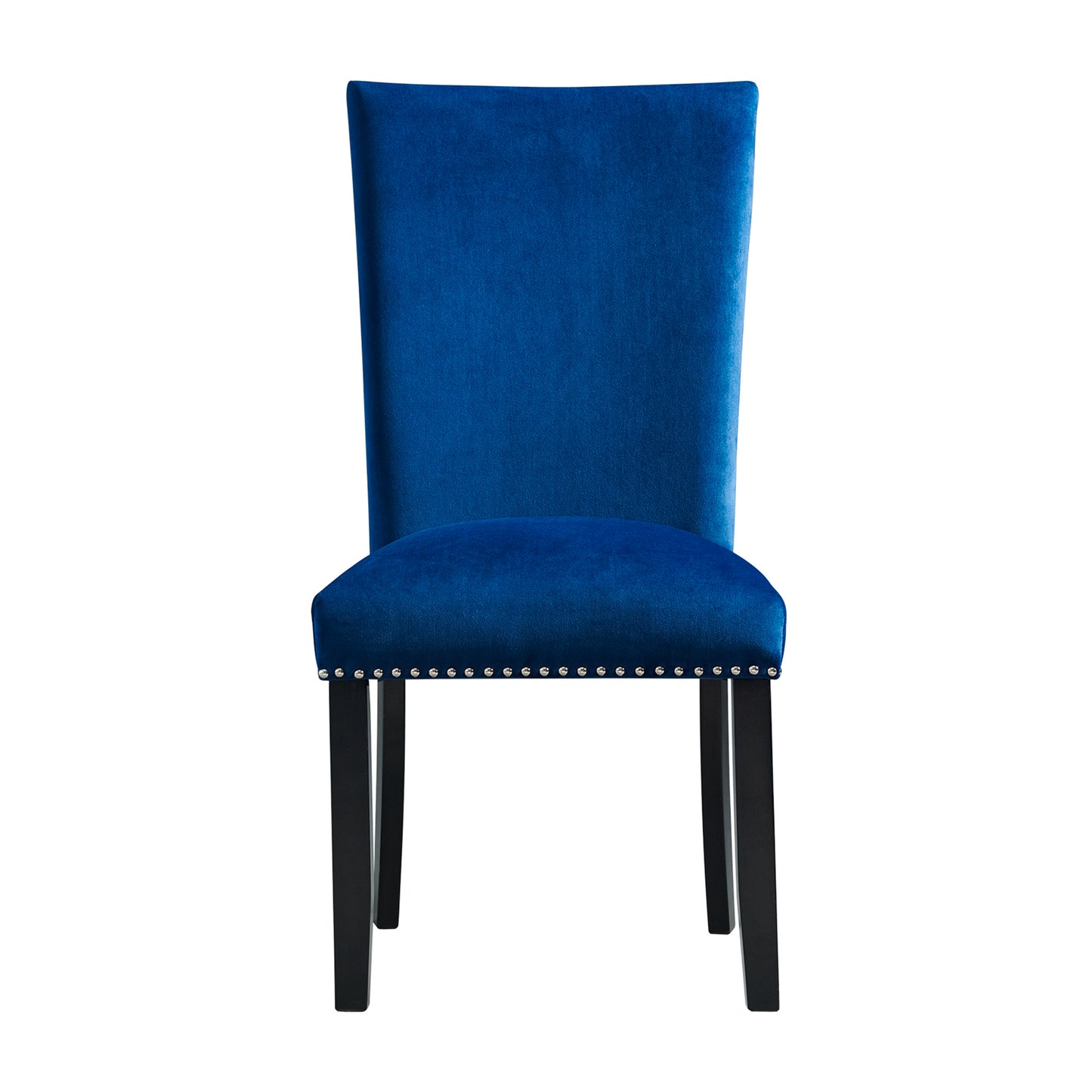 Francesca Grey Marble Rectangular 5PC Dining Set-Table & Four Blue Velvet Chairs