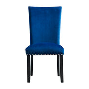 Francesca Grey Marble Rectangular 5PC Dining Set-Table & Four Blue Velvet Chairs