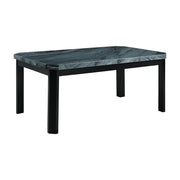 Francesca Grey Marble Rectangular 5PC Dining Set-Table & Four Blue Velvet Chairs