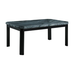 Francesca Grey Marble Rectangular 5PC Dining Set-Table & Four Blue Velvet Chairs
