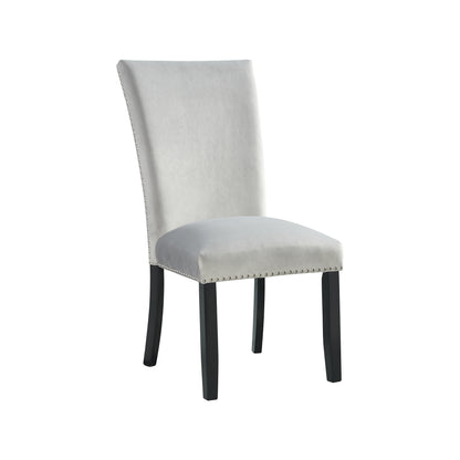 Francesca Rectangular Dining Grey Velvet Side Chair W/ Nailhead Trim (2 Per Pack)