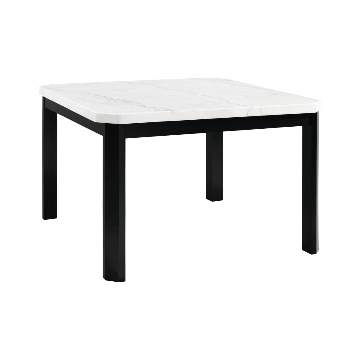 Francesca White Marble Square 5Pc Counter Height Dining Set-Table & Four Black Pu Chairs