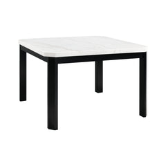 Francesca White Marble Square 5PC Counter Height Dining Set-Table & Four Black PU Chairs