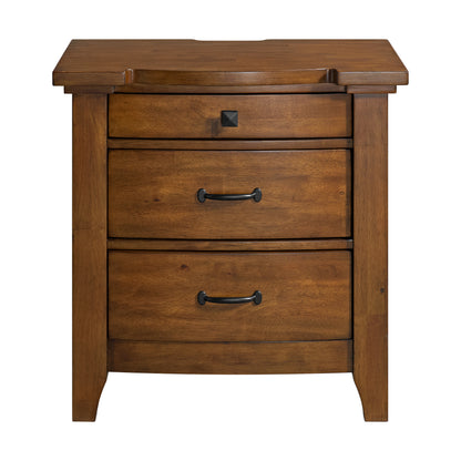 Gage 3-Drawer Nightstand with USB and Power in Chestnut