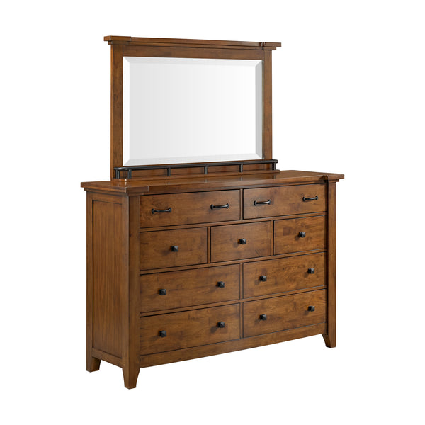 Gage Dresser & Mirror Set in Chestnut