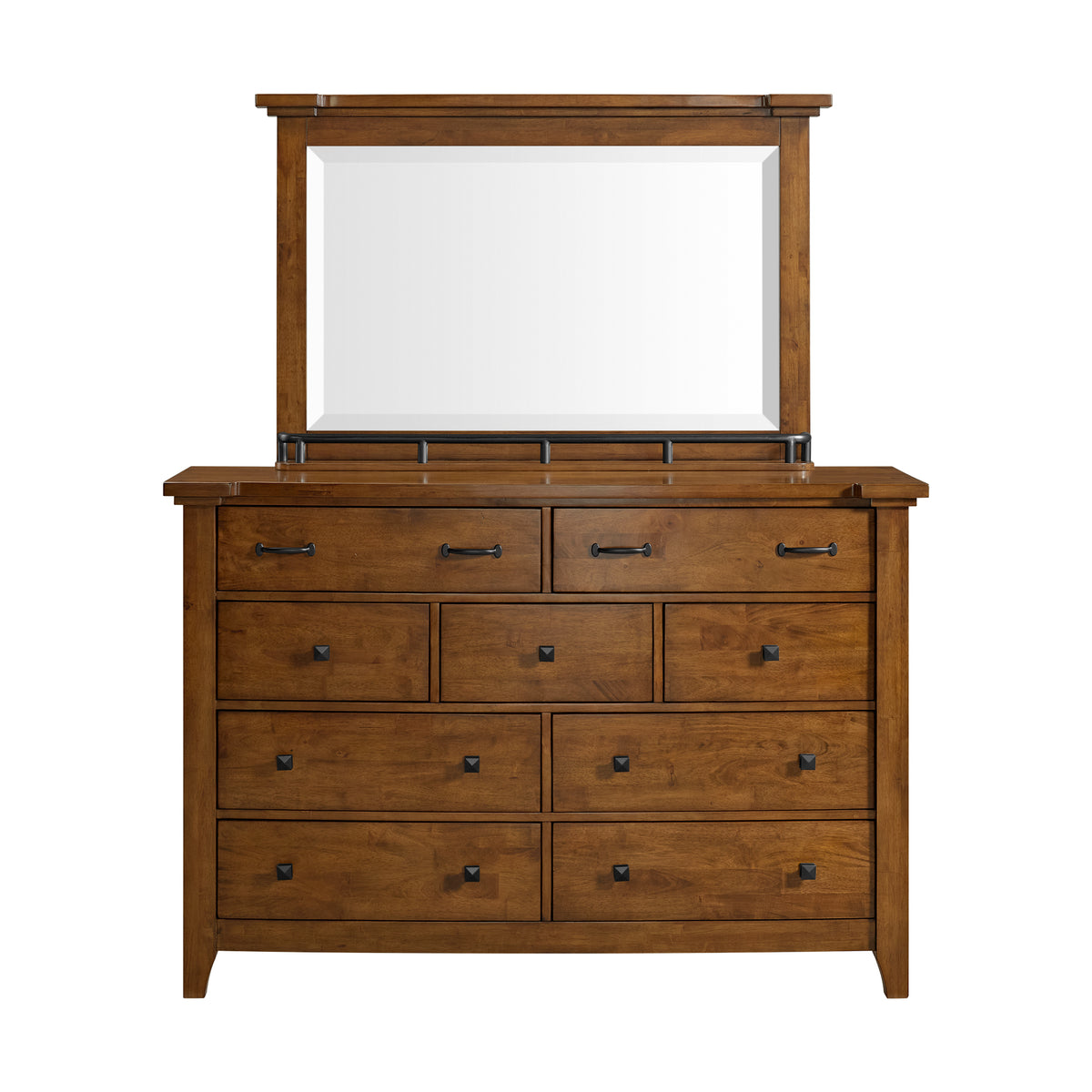 Gage Dresser & Mirror Set In Chestnut