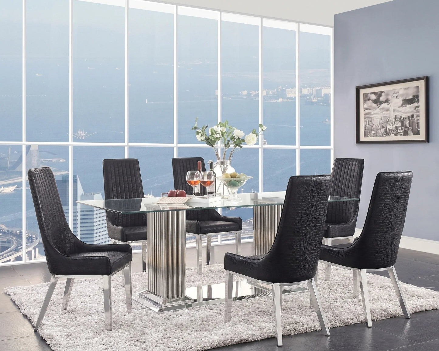 Cyrene Gianna 7PC Dining Set Package + FREE 2PC Accessories Set