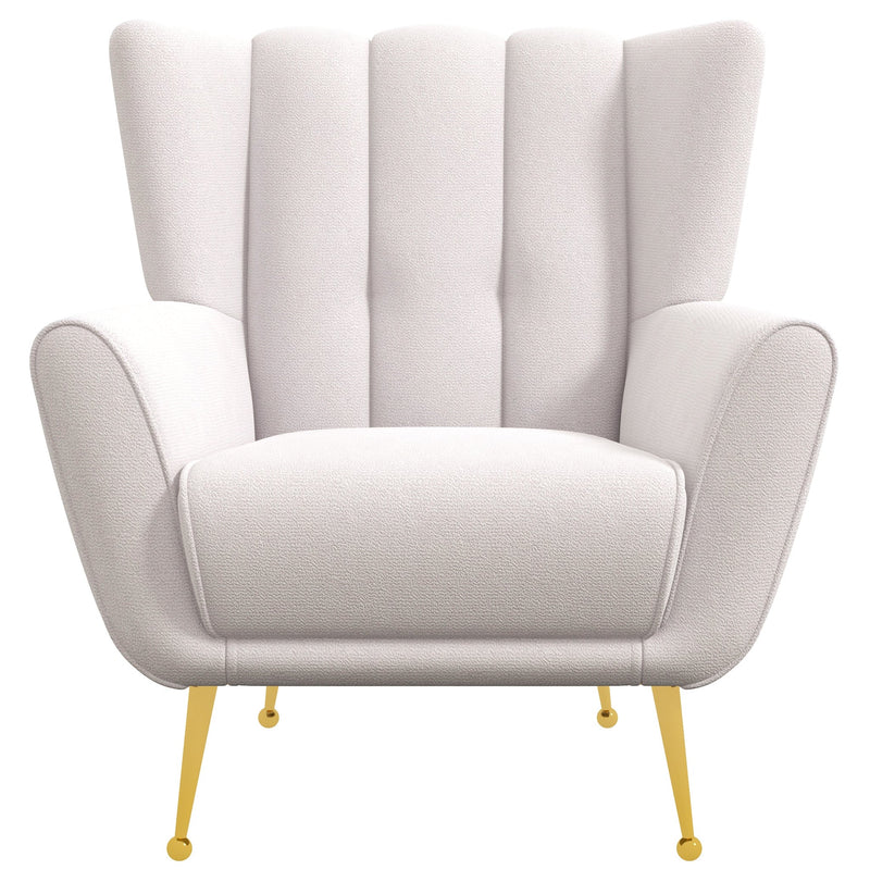Sillón francés capitoné Gianna de bouclé beige