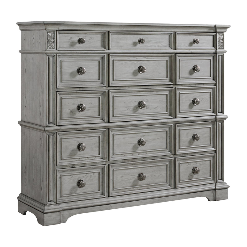 Glenmore 15-Drawer Mansion Chest In Aged Grey