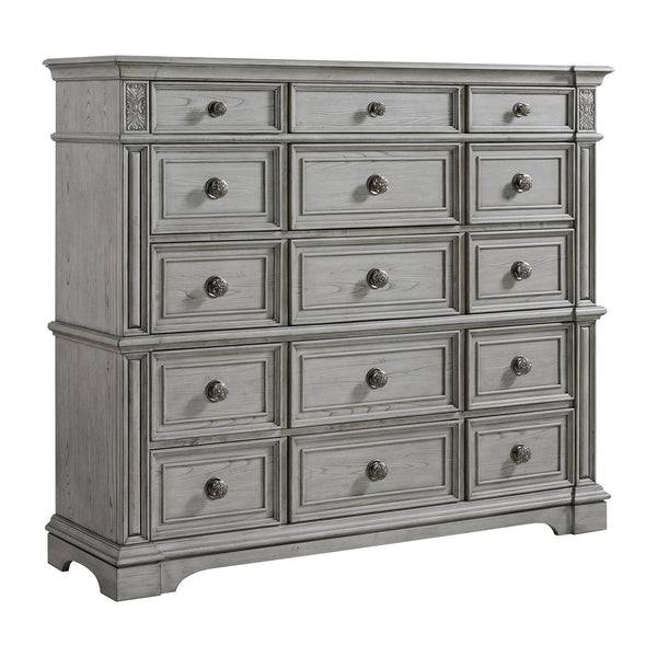 Glenmore 15-Drawer Mansion Chest In Aged Grey