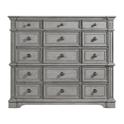 Glenmore 15-Drawer Mansion Chest in Aged Grey