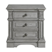 Glenmore 3-Drawer Nightstand with USB in Aged Grey