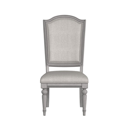 Glenmore Dining Side Chair with Light Brown Fabric in Aged Grey (2 Per Carton)