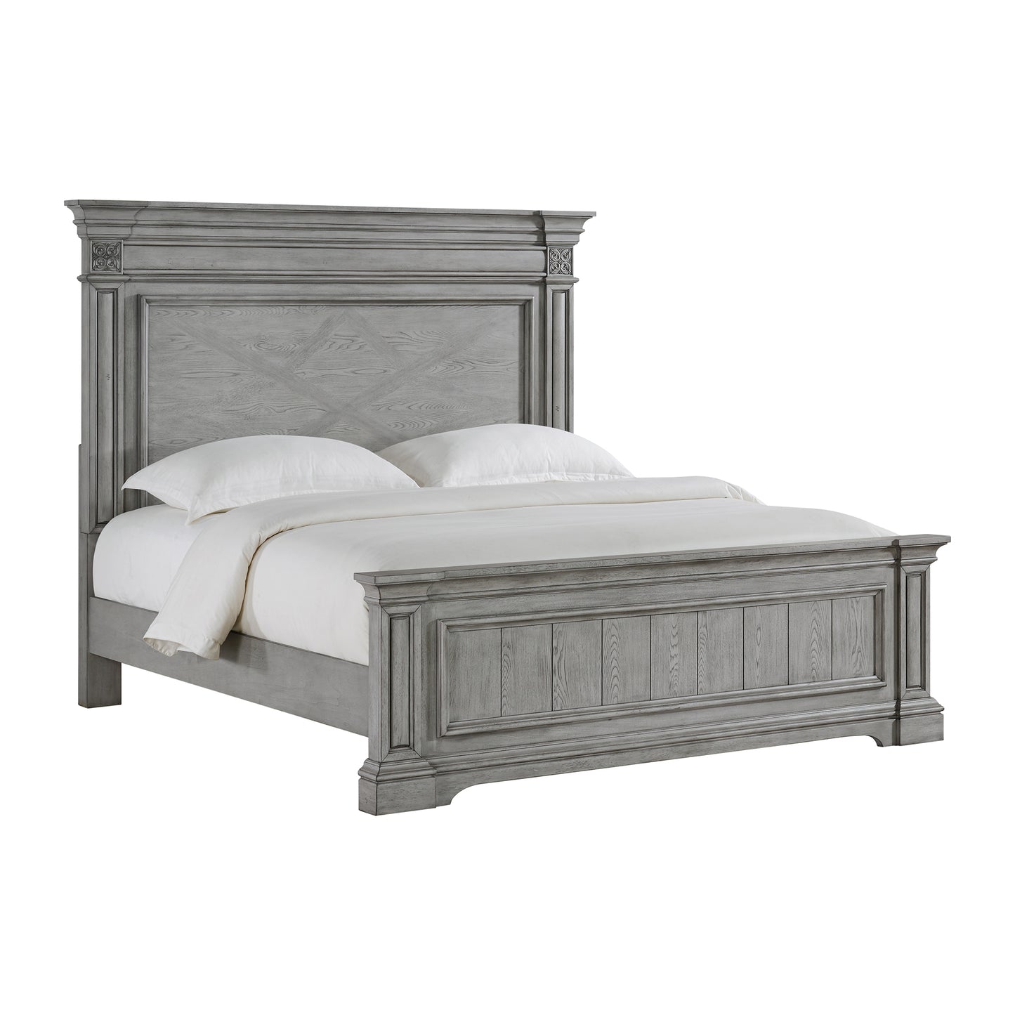 Glenmore King Panel 5PC Bedroom Set in Aged Grey