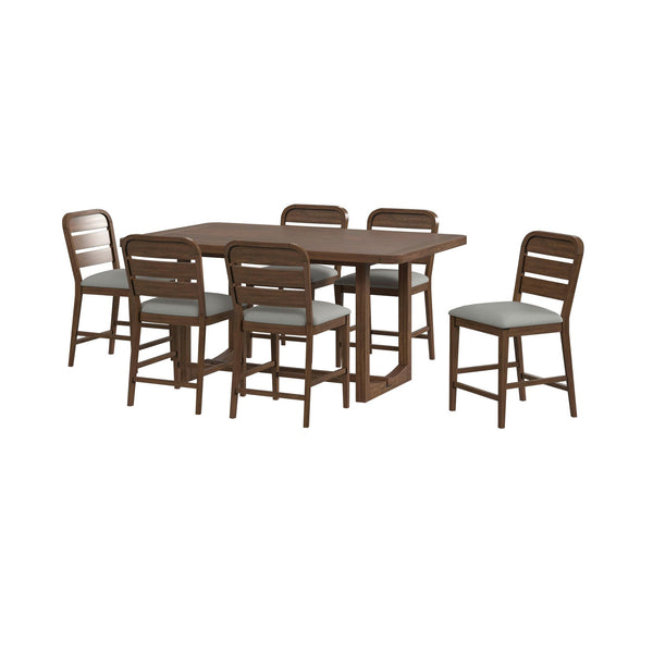 Glinda 7PC Counter Height Dining Set in Brown-Table and Six Chairs