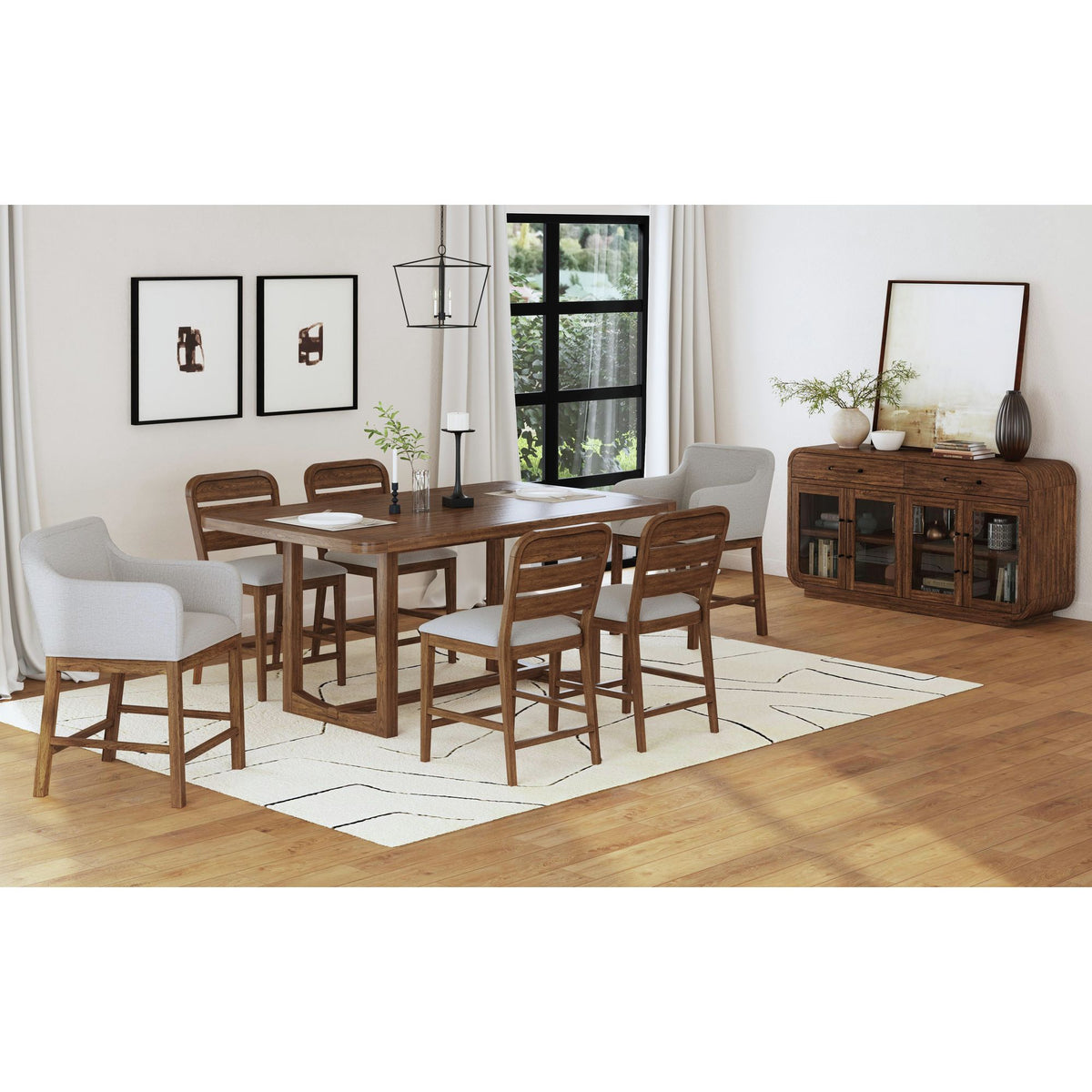 Glinda UPH Counter Chair with Light Grey Fabric in Brown (Set of 2)