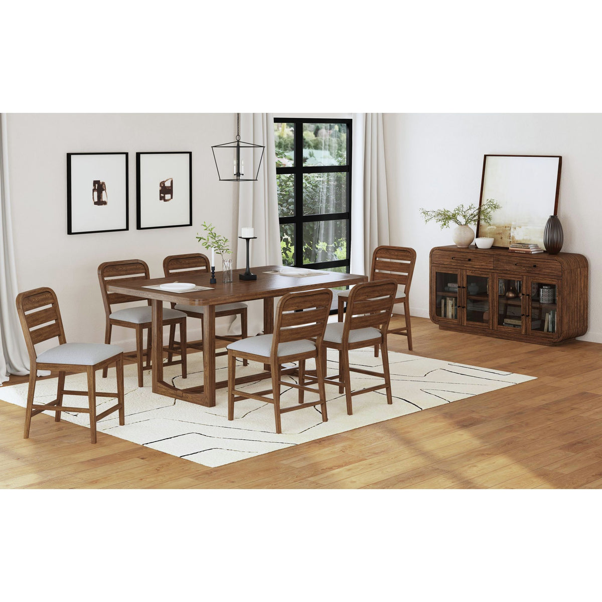 Glinda 7PC Counter Height Dining Set in Brown-Table and Six Chairs