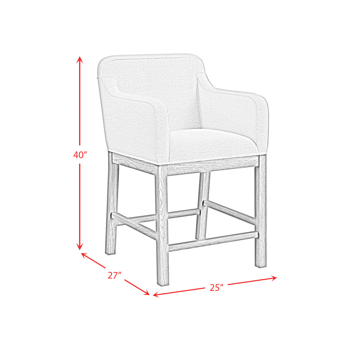 Glinda UPH Counter Chair with Light Grey Fabric in Brown (Set of 2)