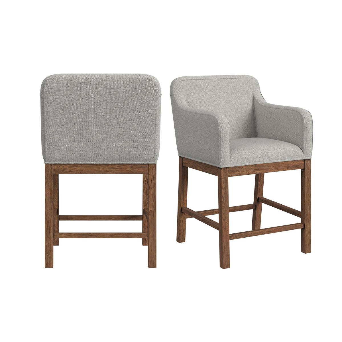 Glinda UPH Counter Chair with Light Grey Fabric in Brown (Set of 2)