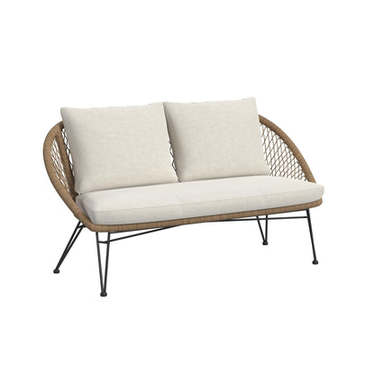 Grace Outdoor Seating 4PC Set - Black, Natural and Olefin Beige