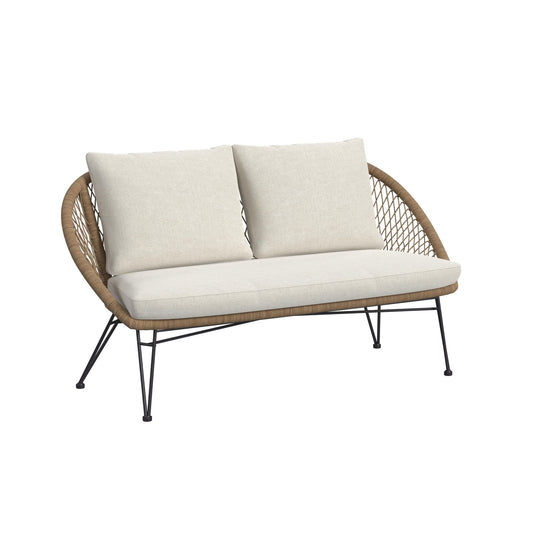 Grace Outdoor Seating 4PC Set - Black, Natural and Olefin Beige