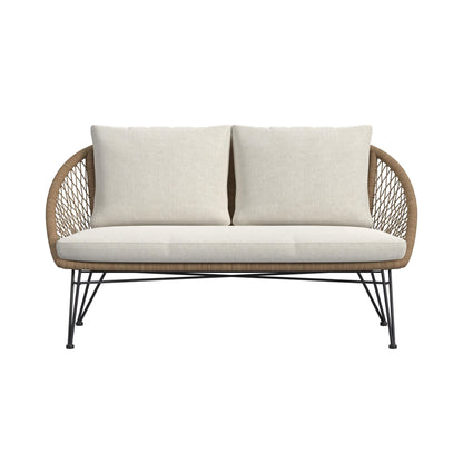 Grace Outdoor Seating 4PC Set - Black, Natural and Olefin Beige