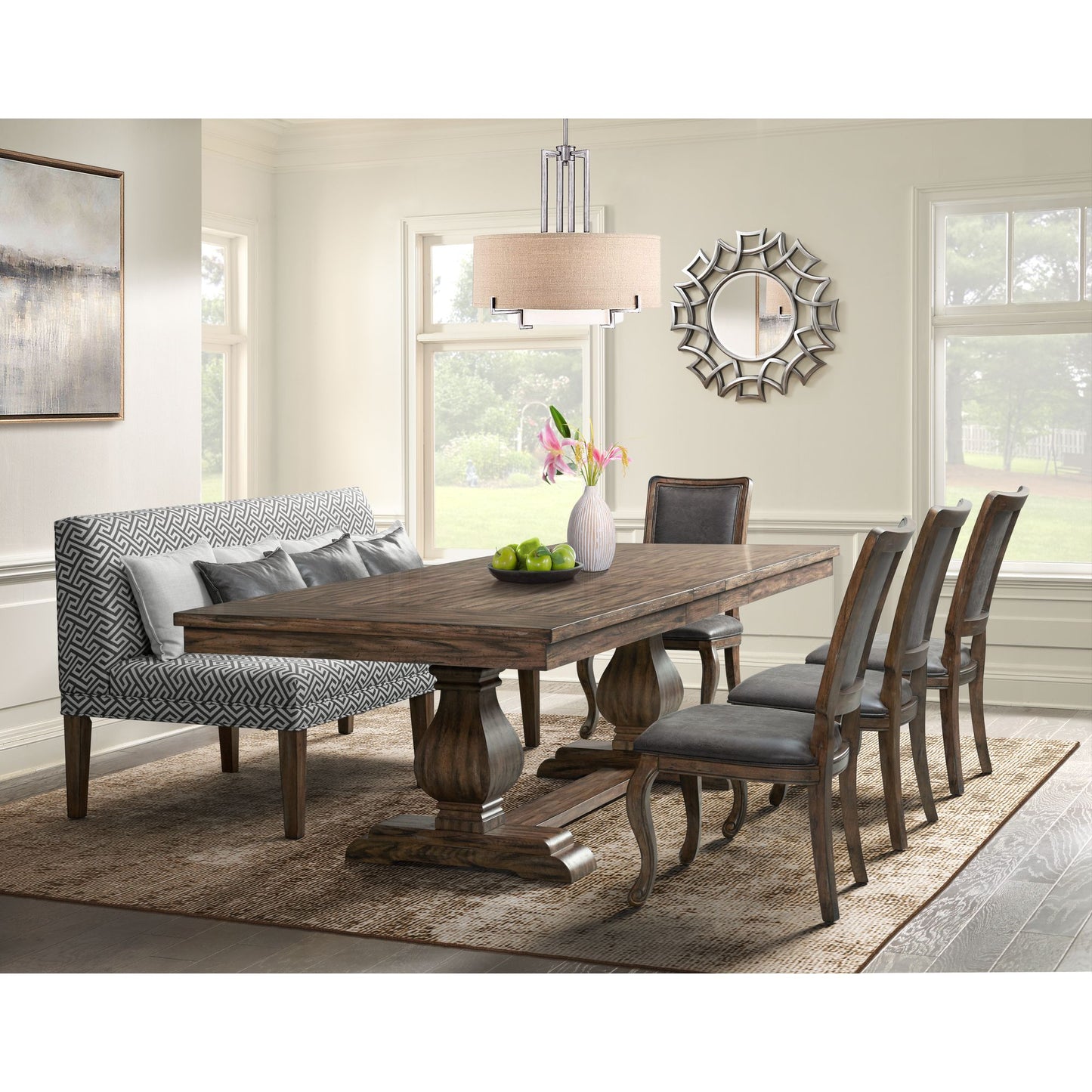 Gramercy 6PC Dining Set-Table, Four Chairs and Settee
