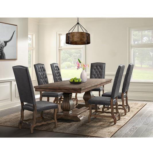Gramercy 7PC Dining Set-Table and Six Tufted Tall Back Chairs