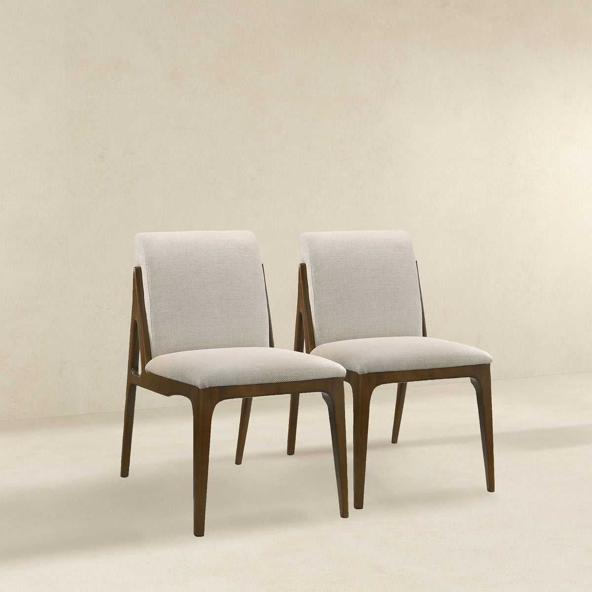 Silla de comedor Grivelle de tela color crema (juego de 2)
