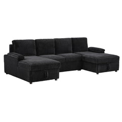 Sofá cama seccional tapizado en chenilla Ashford en color grisáceo