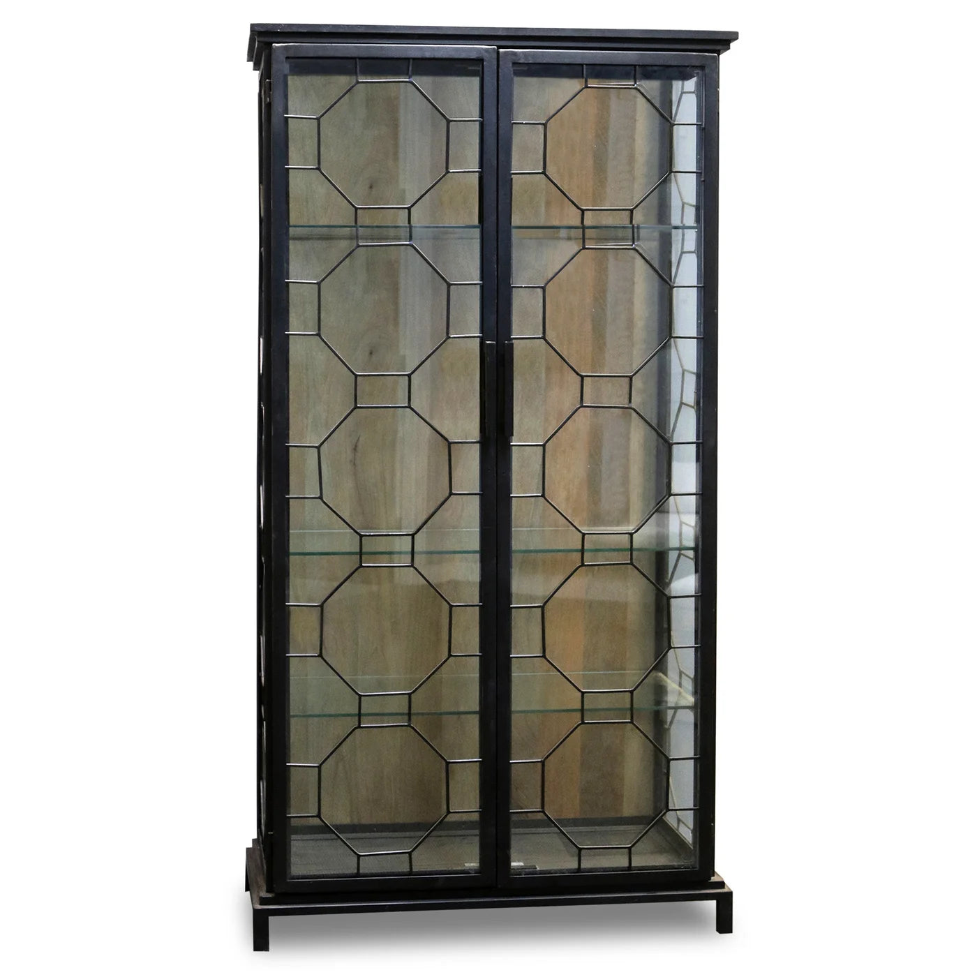 MUEBLE DE LECTURA | Acabado negro sobre marco de metal con vidrio transparente | 2 puertas 