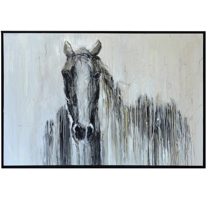 Blazed Framed Canvas Art Hand Painted Horse