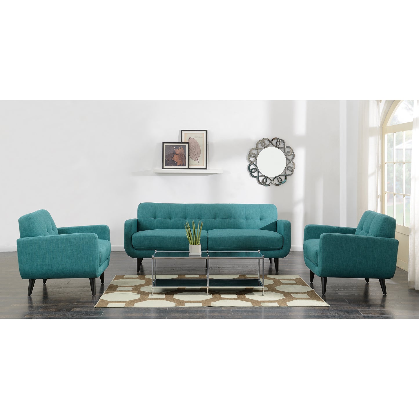 Hadley Sofa & Chair Set in Teal