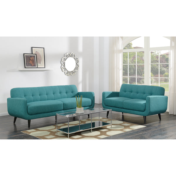 Hadley Sofa & Loveseat Set in Teal