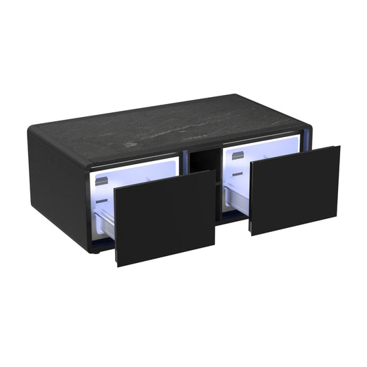Halo 3PC Smart Occasional Table Set in Black-Smart Coffee Table & Two Square Smart End Table