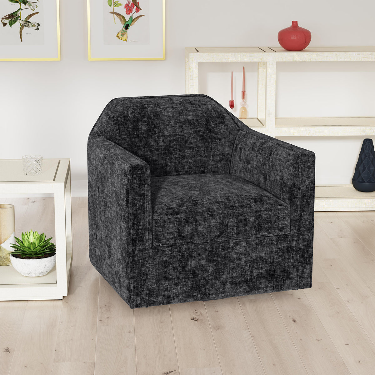 Hamlin Swivel Chair In Beamer Blue