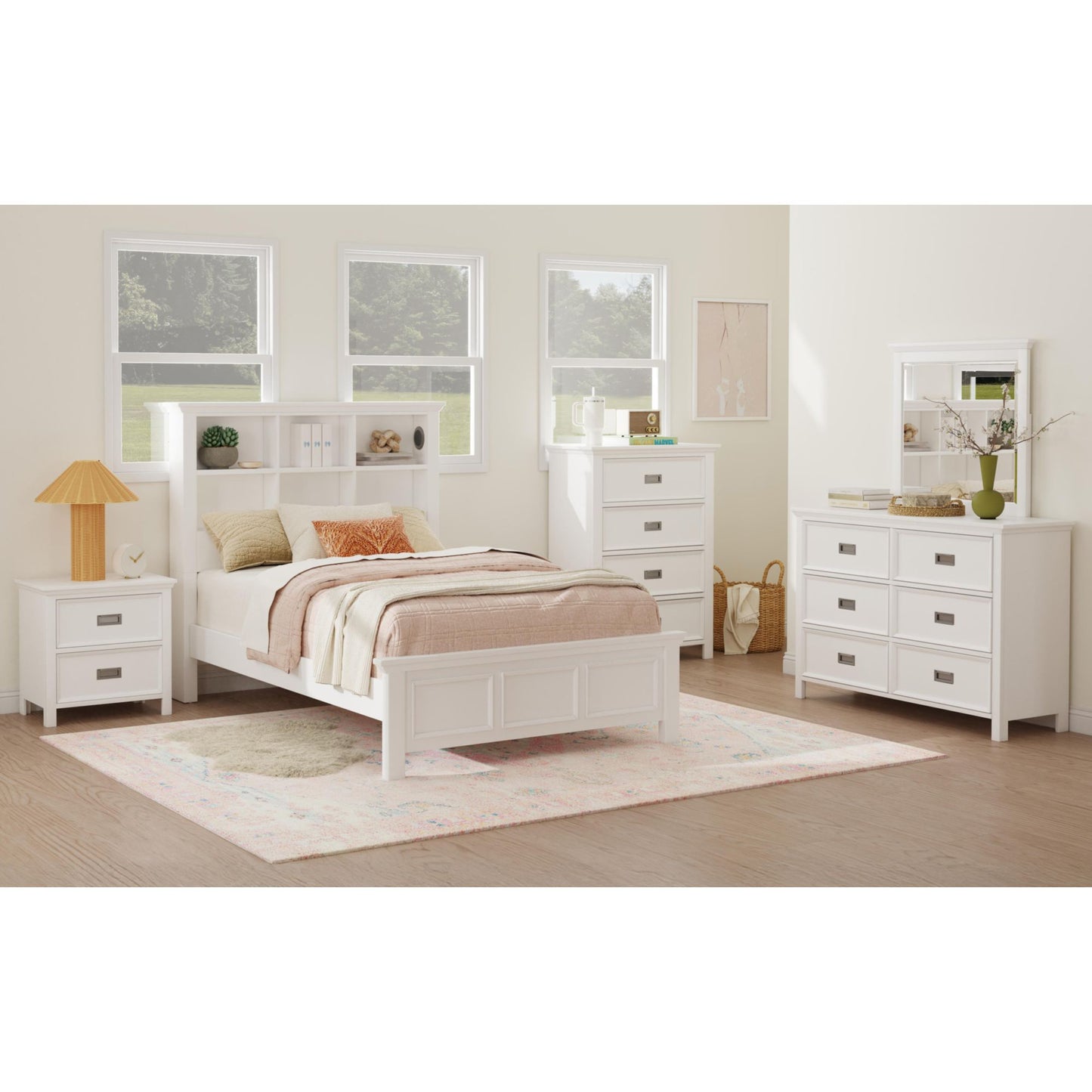 Hampton Kids Full Bookcase Bed in White